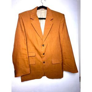 Carissimo Moda Italian Linen Blazer Size 48 Rust-Tan Luxury Vintage Tailored